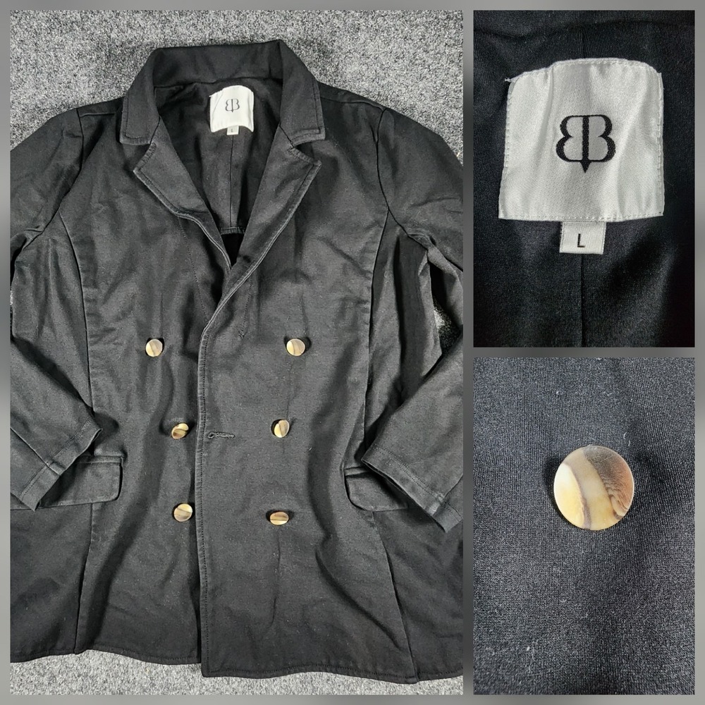 Betabrand Double Breasted Blazer Black 6 Button‎ Front Women's Size L Business